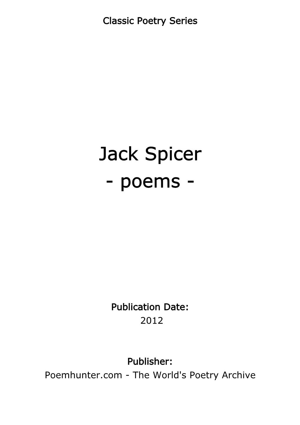 Jack Spicer - Poems