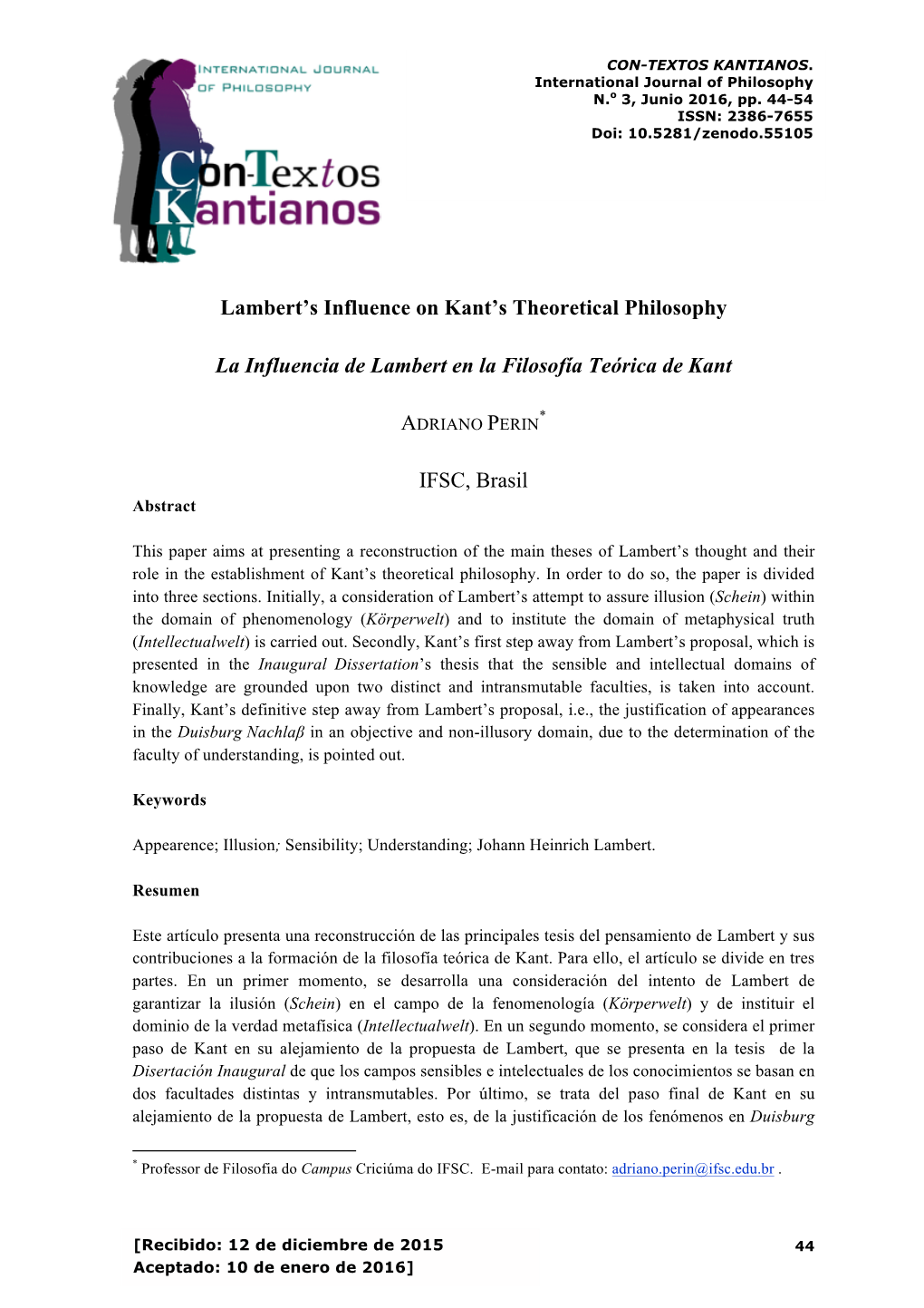 Lambert's Influence on Kant's Theoretical Philosophy La