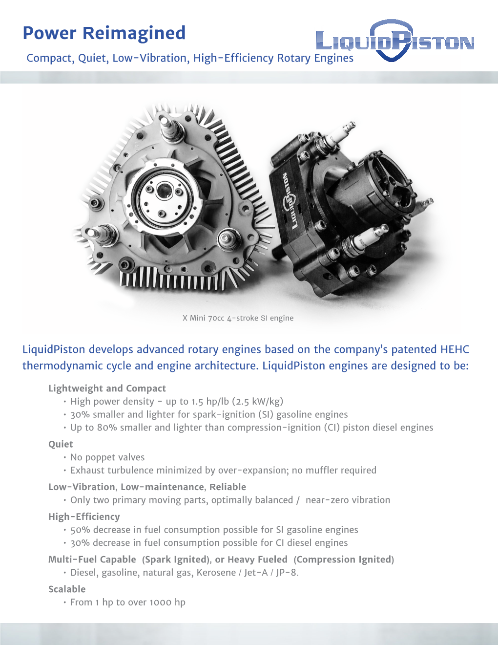 Power Reimagined Compact, Quiet, Low-Vibration, High-Efficiency Rotary Engines