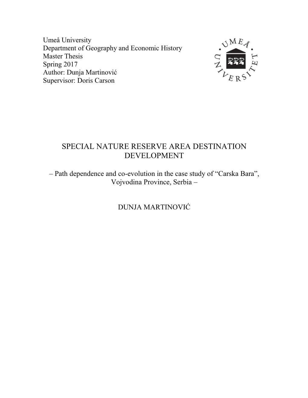 Special Nature Reserve Area Destination Development