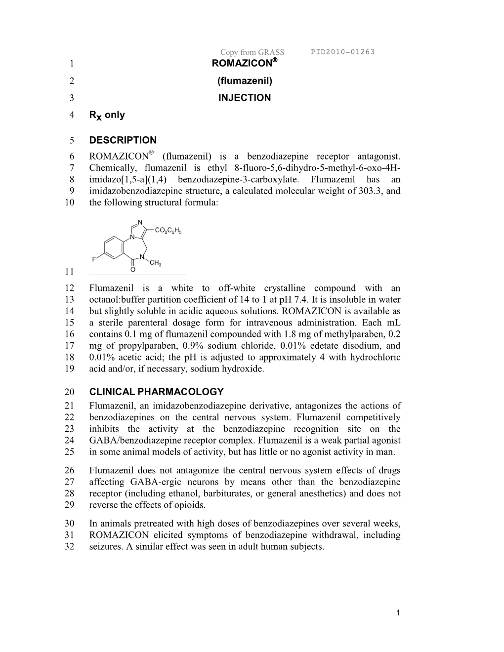 ROMAZICON 1 (Flumazenil)