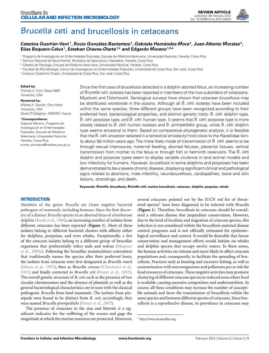 Brucella Ceti and Brucellosis in Cetaceans