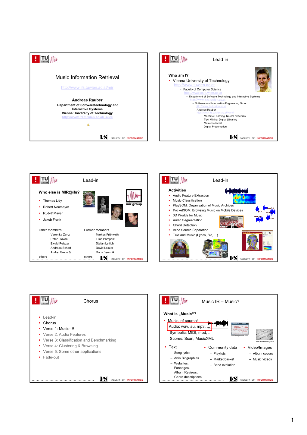 Handout Lecture / Tutorial on Music Information Retrieval