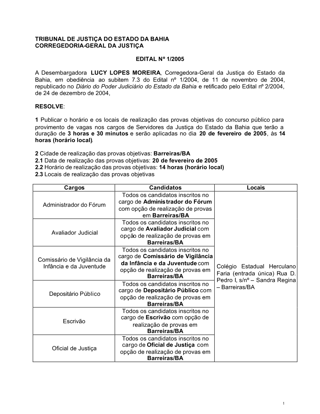 Tribunal De Justiça Do Estado Da Bahia Corregedoria-Geral Da Justiça