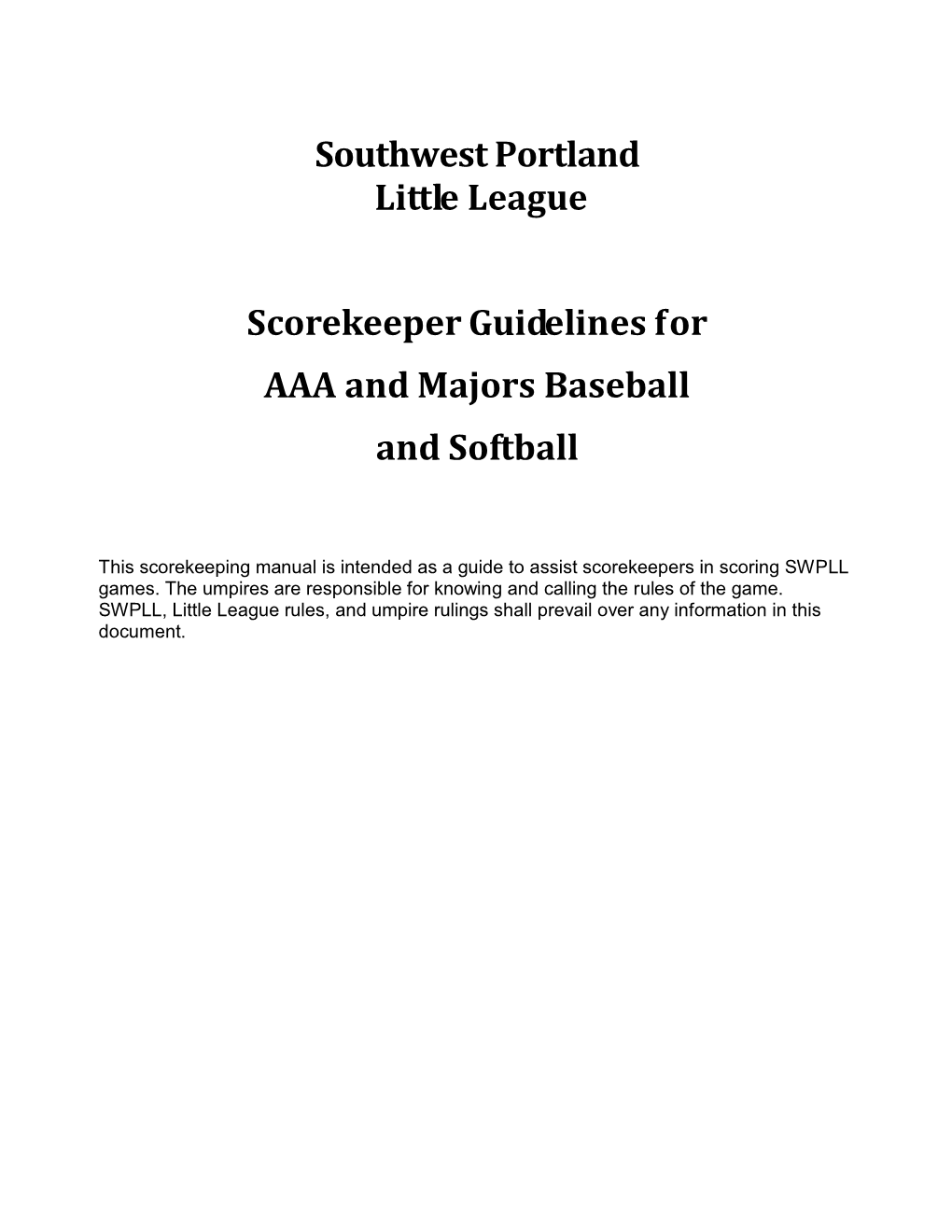 SWPLL Scorekeeper Instruction