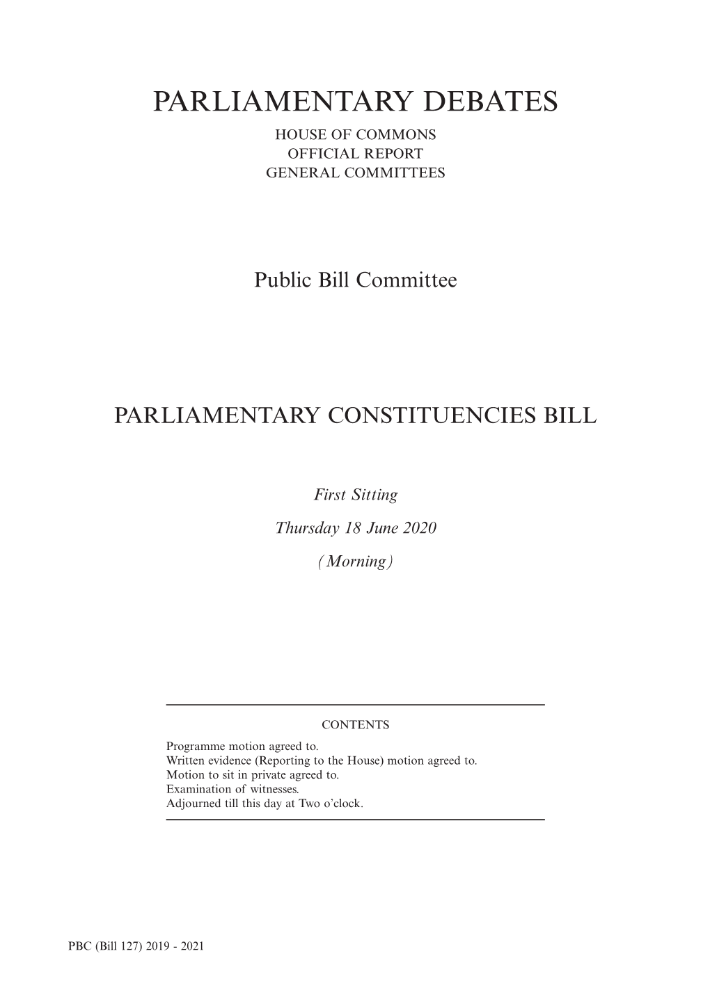 Parliamentary Debates House of Commons Official Report General Committees