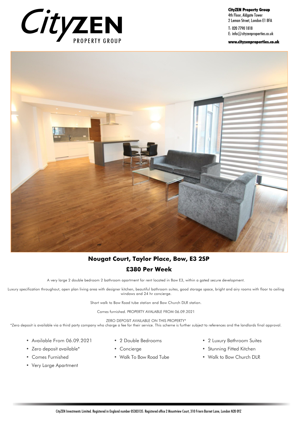 Nougat Court, Taylor Place, Bow, E3 2SP £380 Per Week