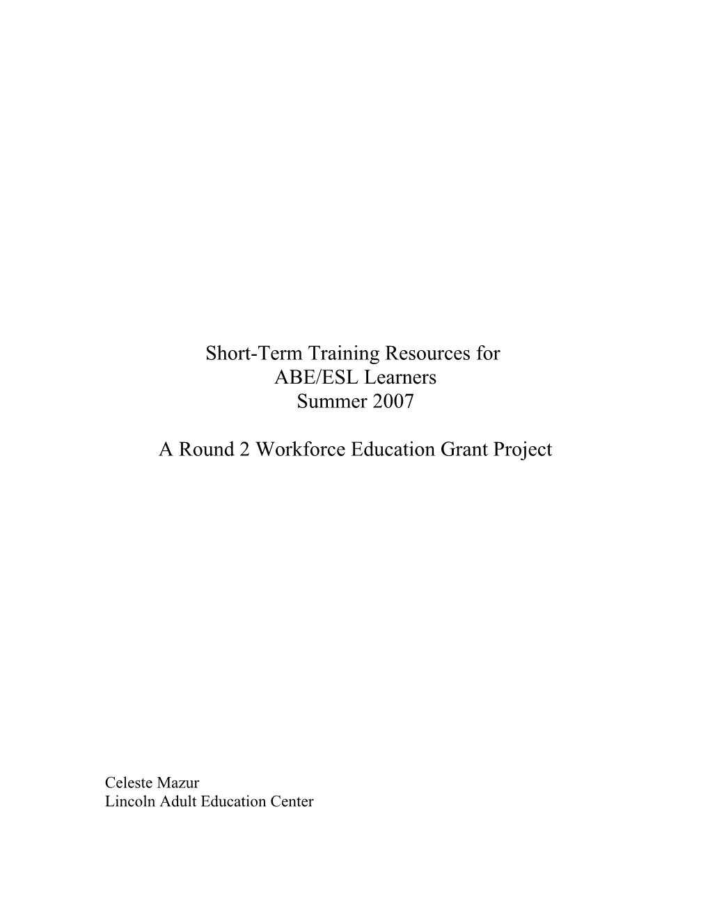 Pre-Employment Training Resources For