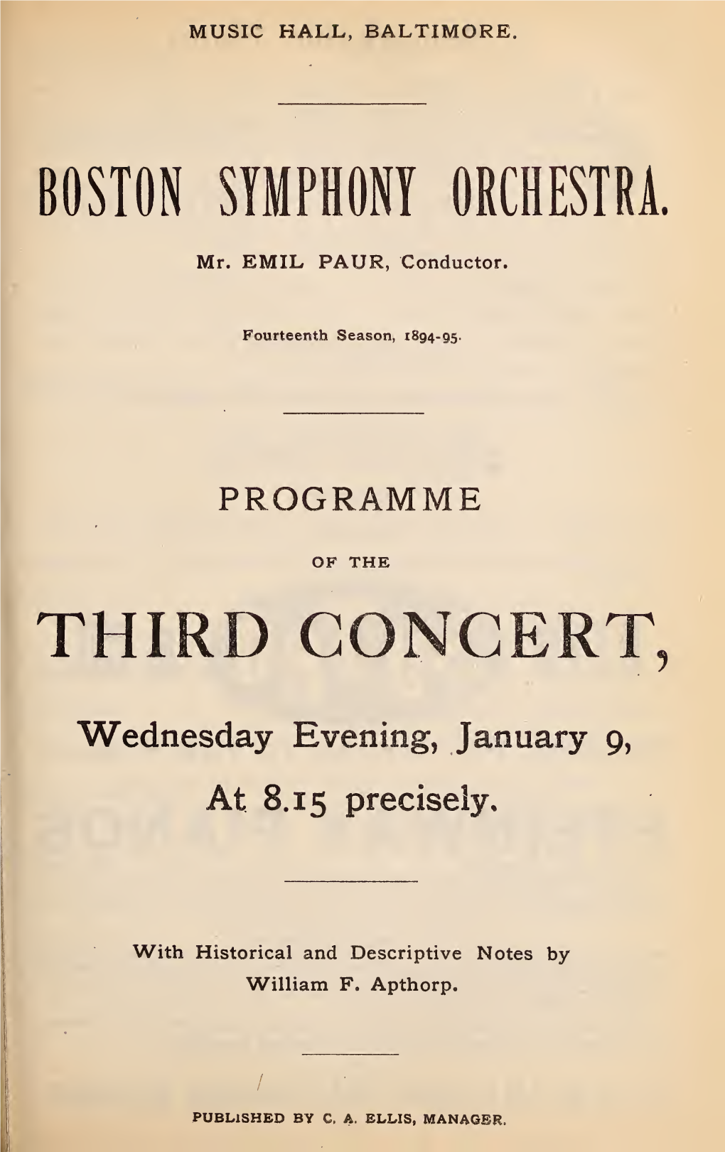 Boston Symphony Orchestra Concert Programs, Season 15, 1895