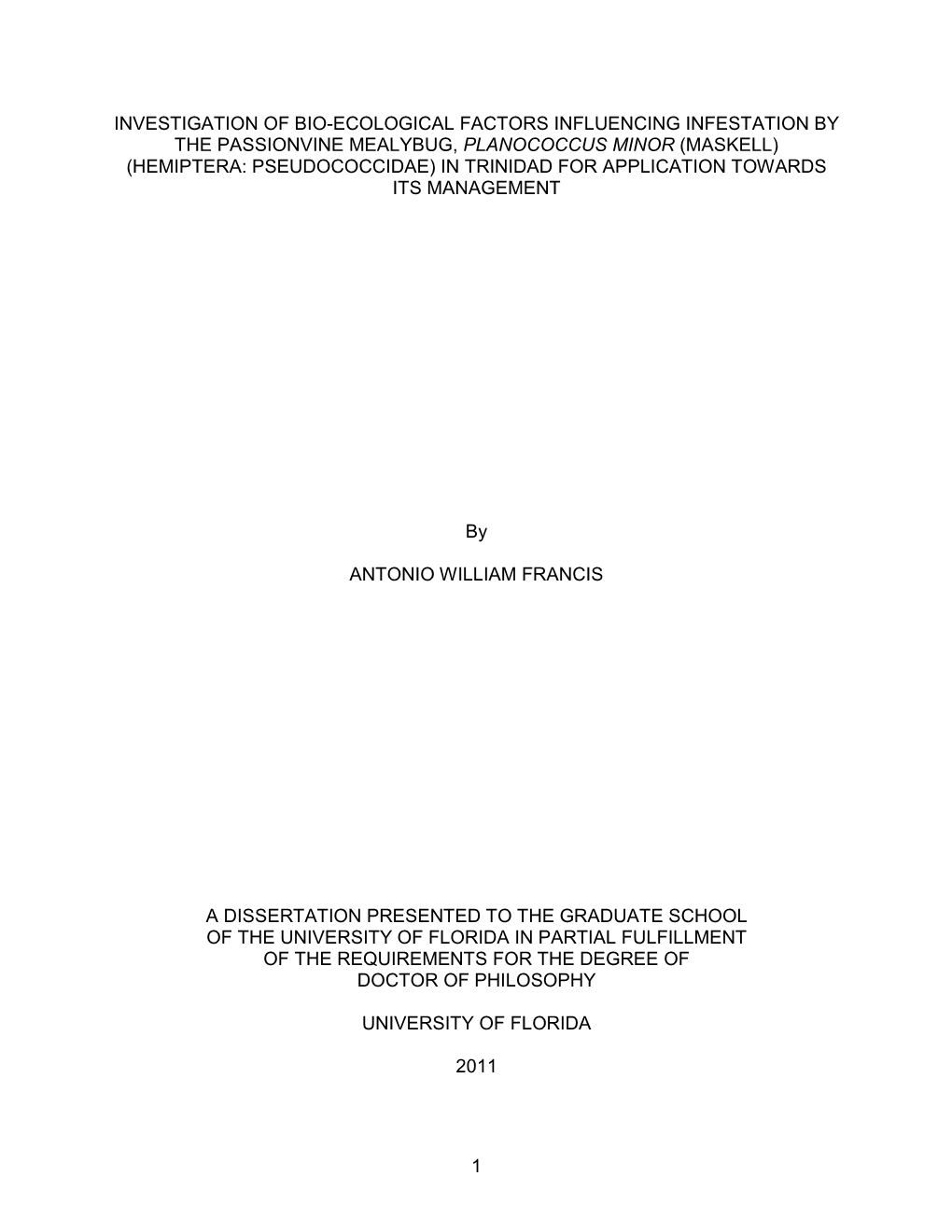 University of Florida Thesis Or Dissertation Formatting Template