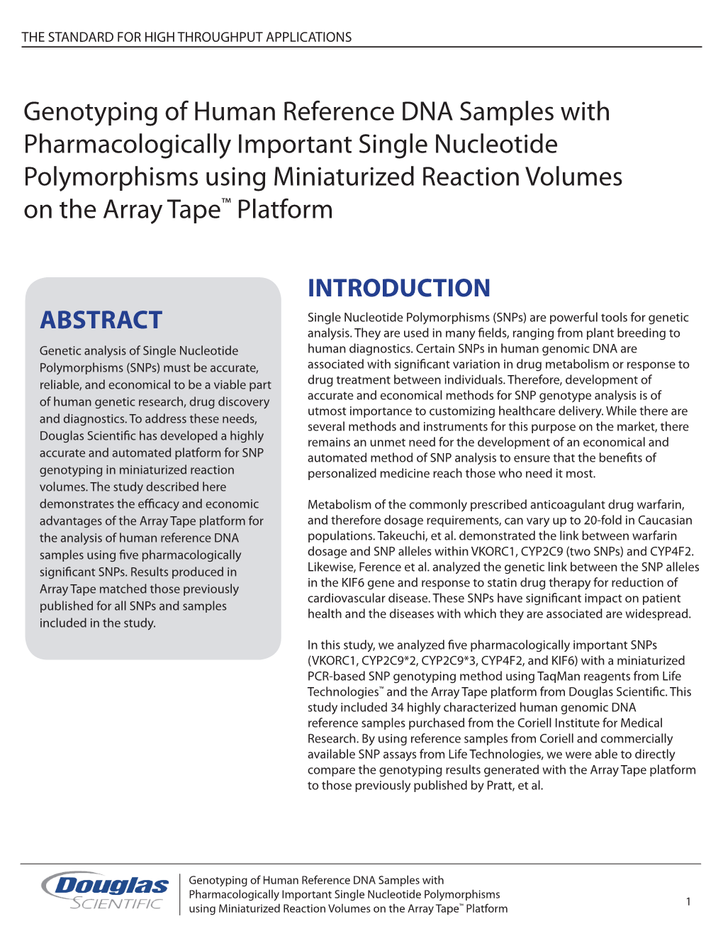 Genotyping of Human Reference DNA Samples with Pharmacologically