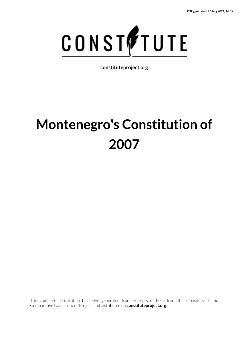 Montenegro's Constitution of 2007