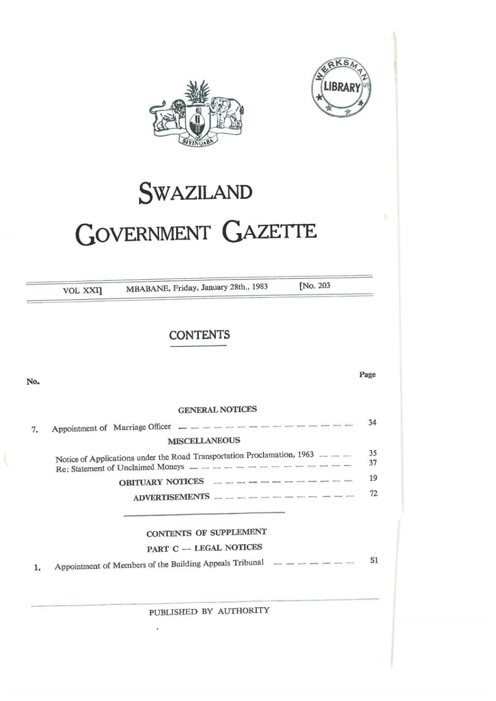 Swaziland Government Gazette
