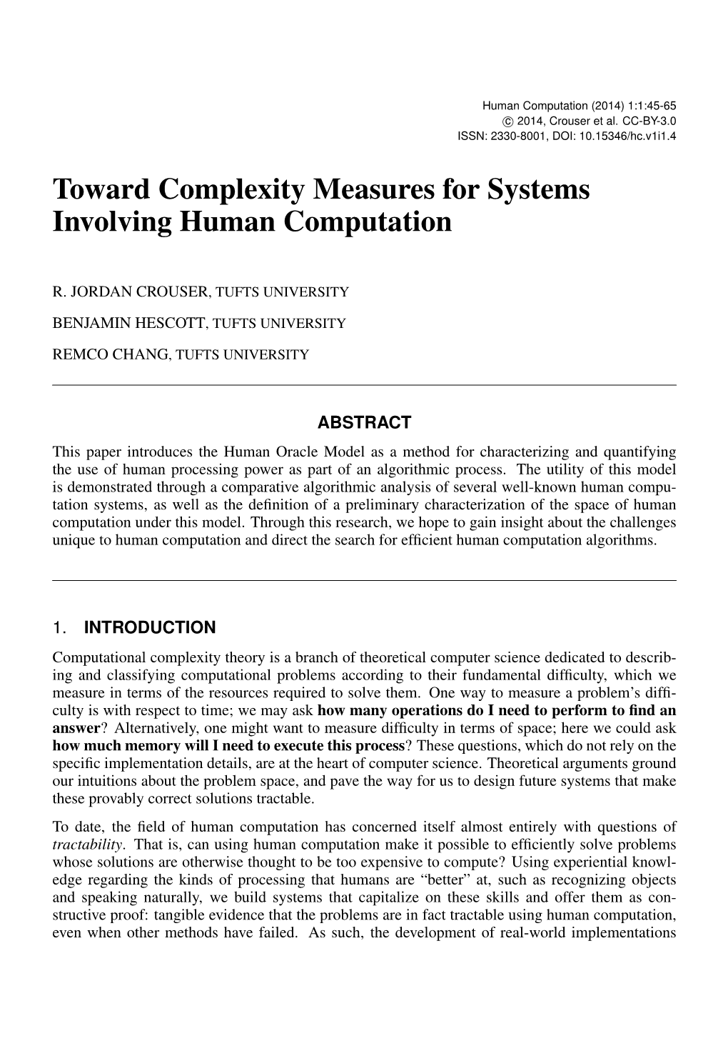 Toward Complexity Measures for Systems Involving Human Computation