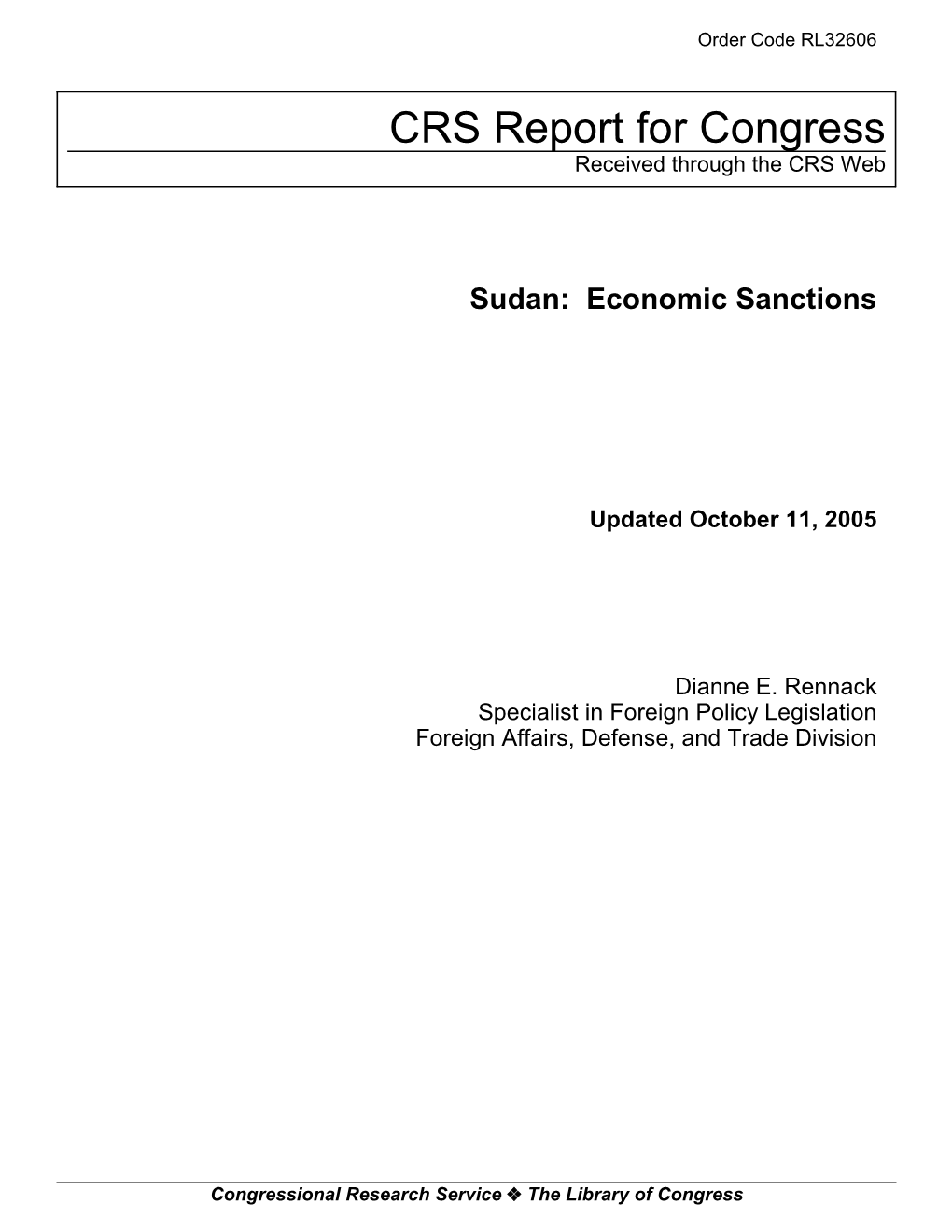 Sudan: Economic Sanctions