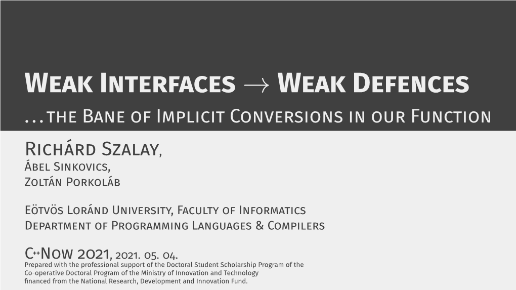 Weak Interfaces -> Weak Defences …