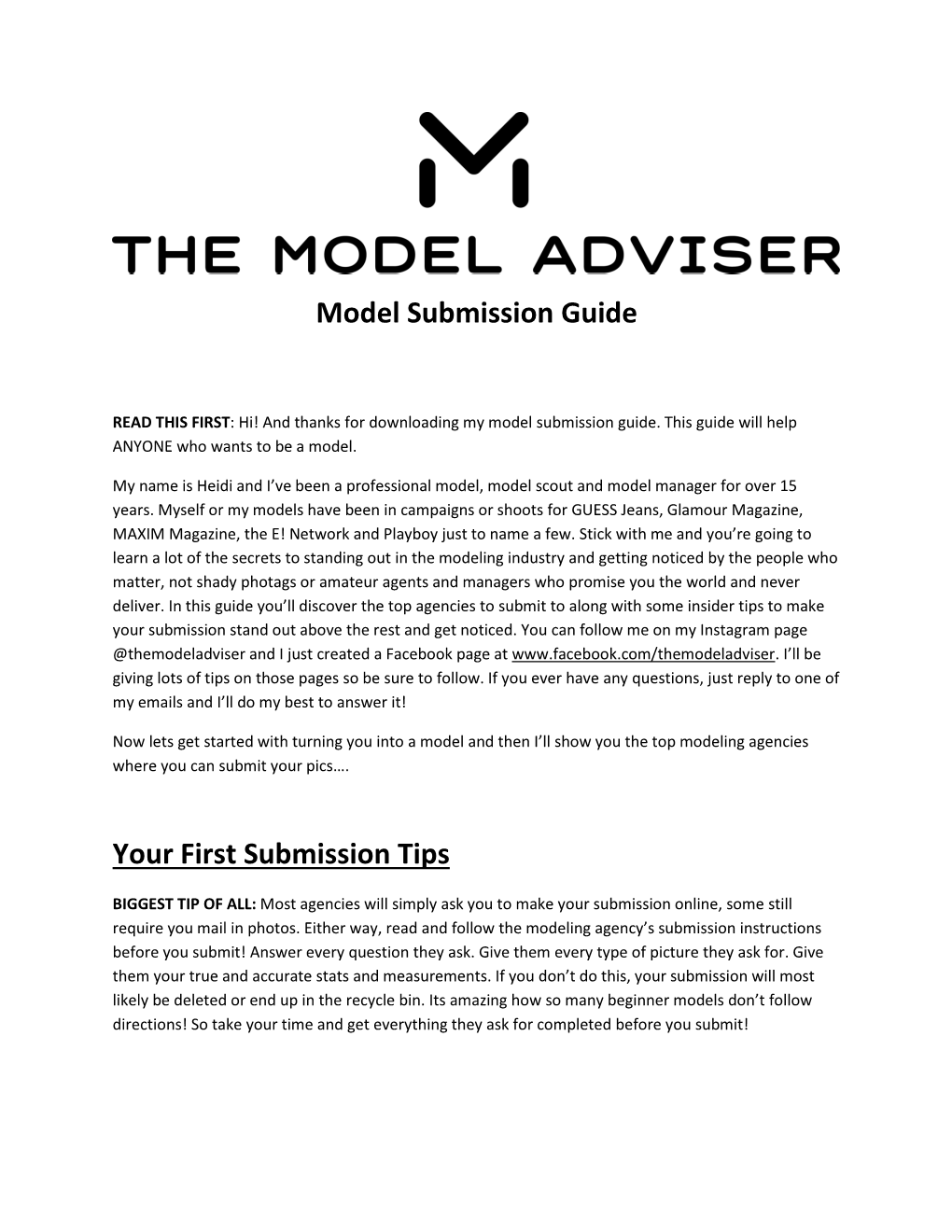 Model Submission Guide Your First Submission Tips