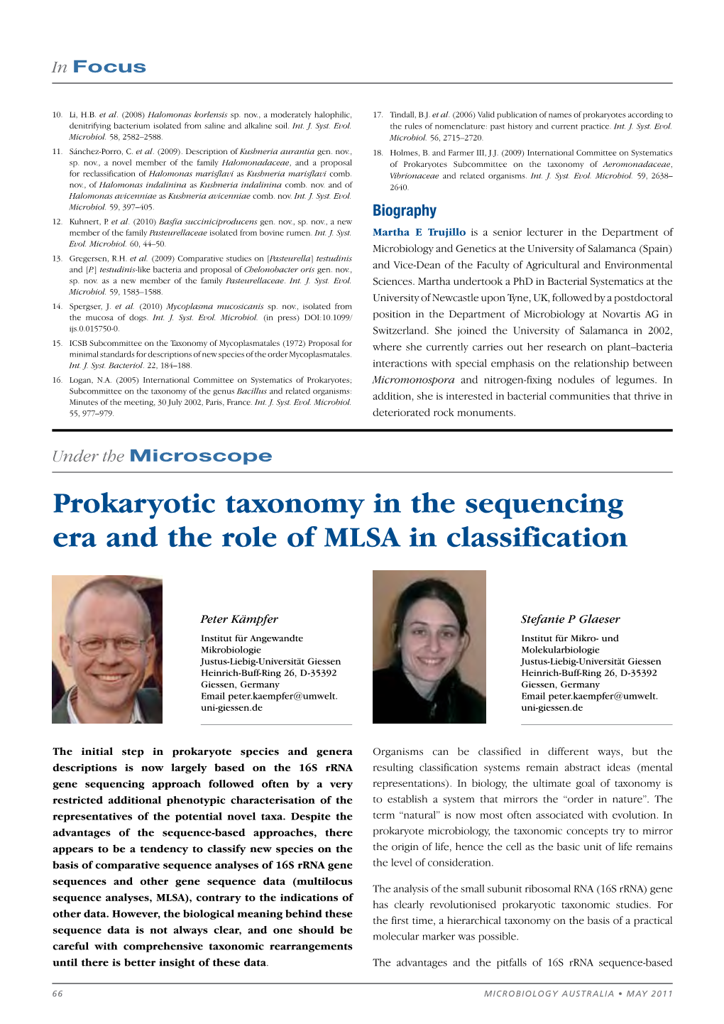Prokaryotic Taxonomy in the Sequencing Era and the Role of MLSA in Classification