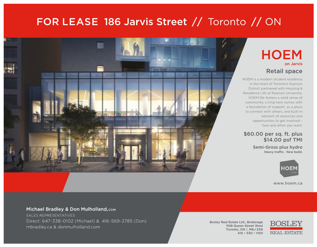 FOR LEASE 186 Jarvis Street // Toronto // ON