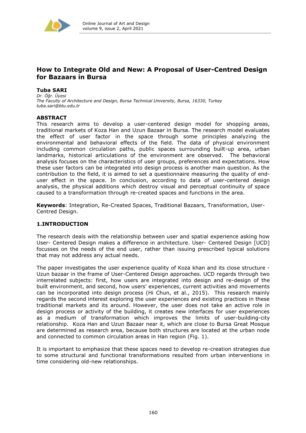 A Proposal of User-Centred Design for Bazaars in Bursa