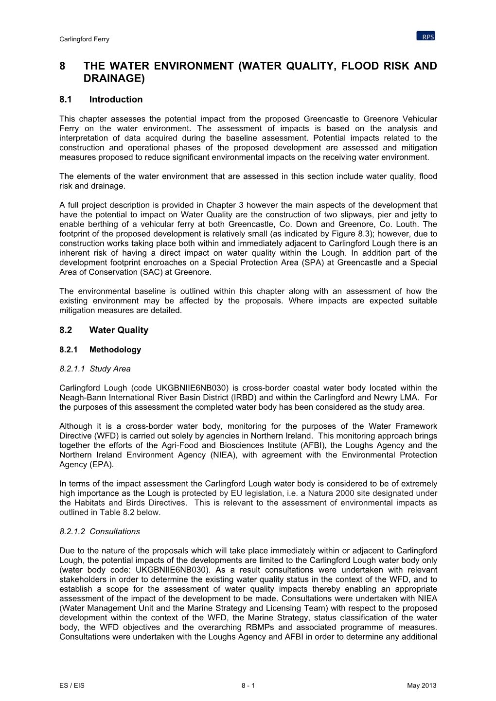 8 the Water Environment (Water Quality, Flood Risk and Drainage)