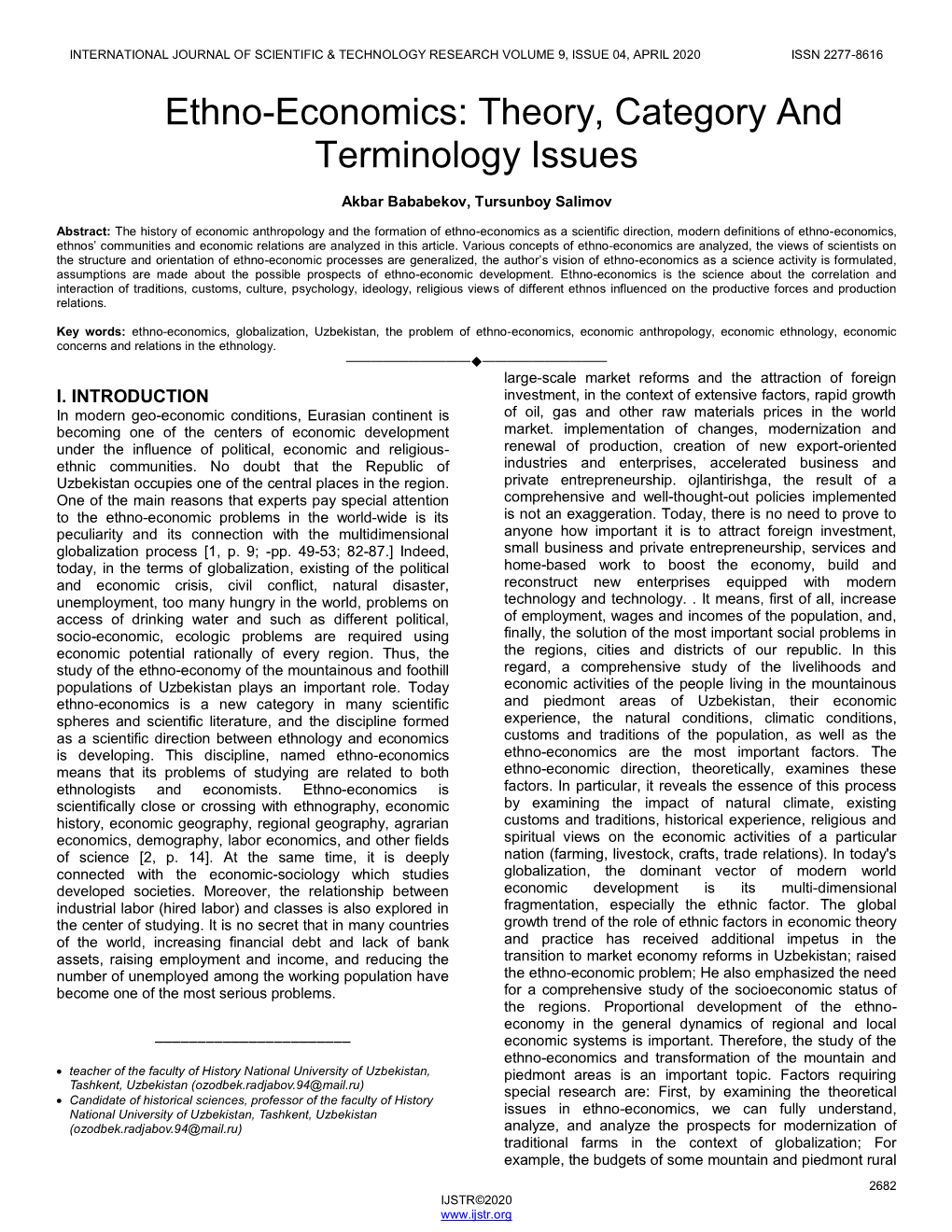 Ethno-Economics: Theory, Category and Terminology Issues