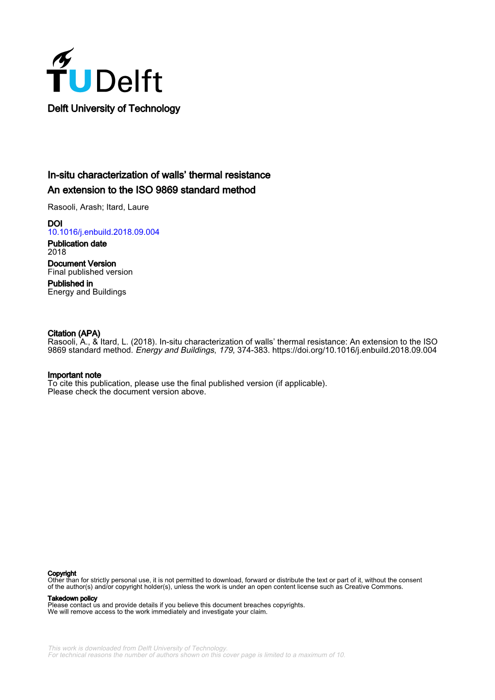 In-Situ Characterization of Walls• Thermal