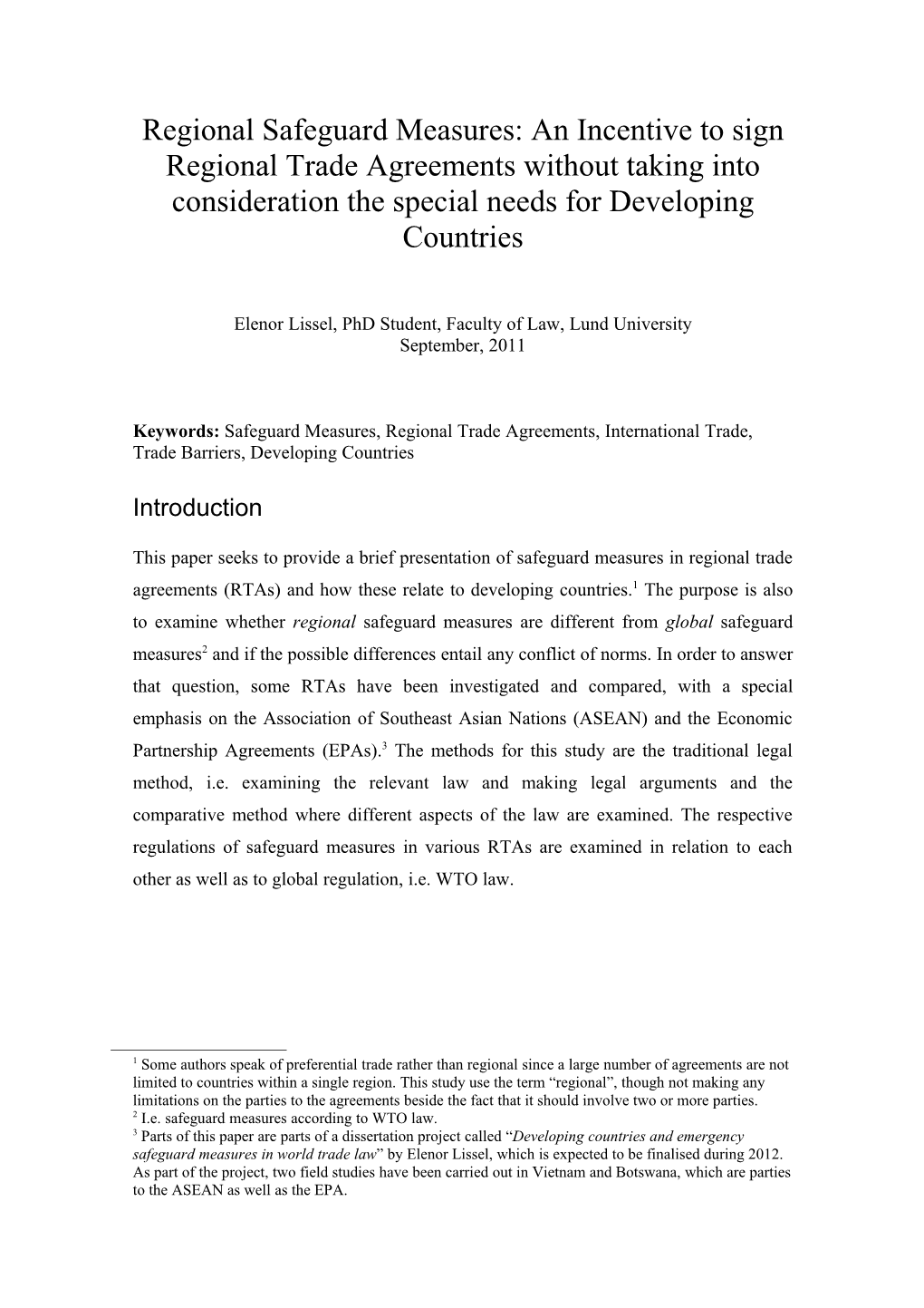 Safeguard Measures and Developing Countries