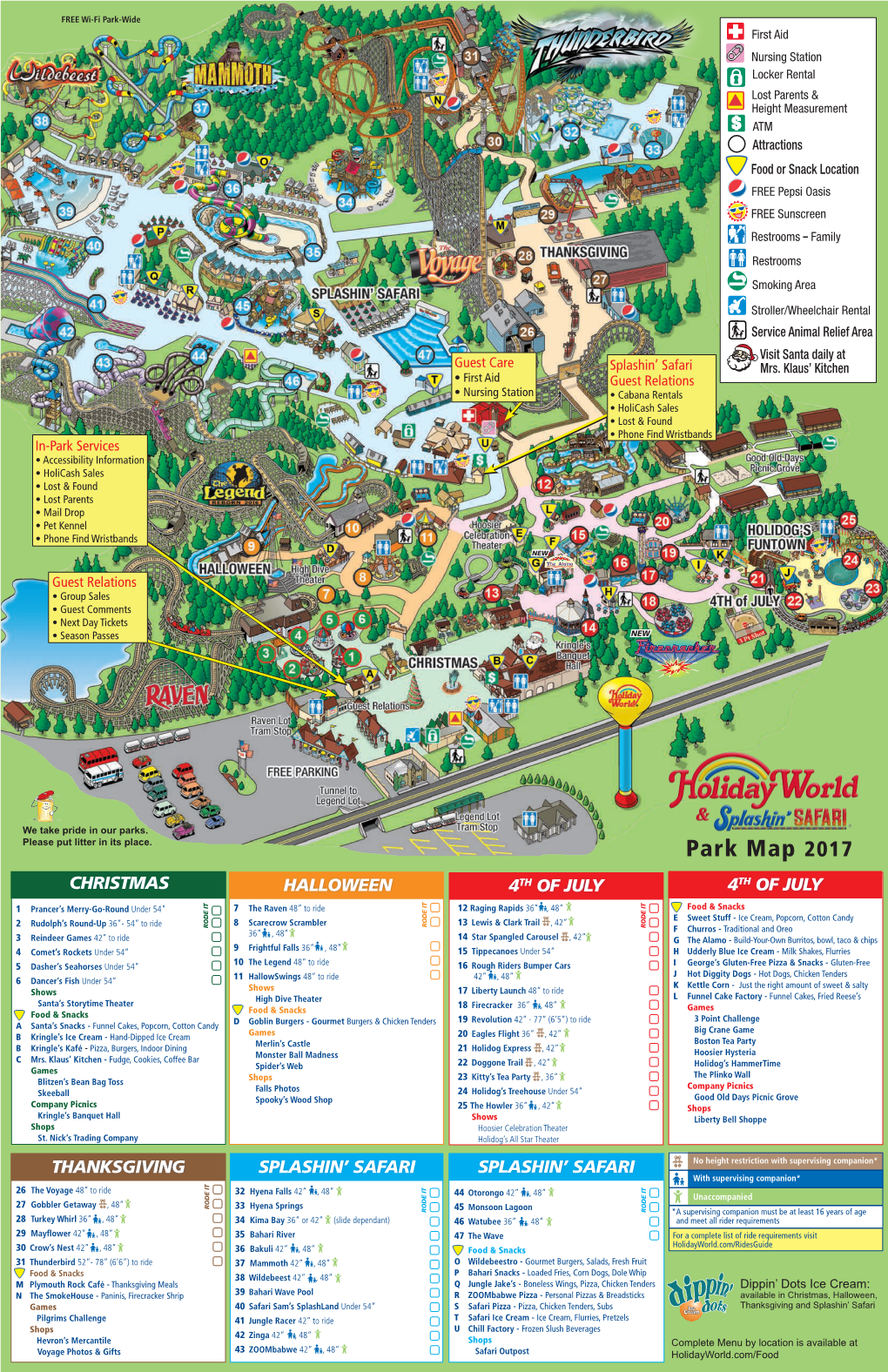 Park Map 2017 CHRISTMAS HALLOWEEN 4TH of JULY 4TH of JULY