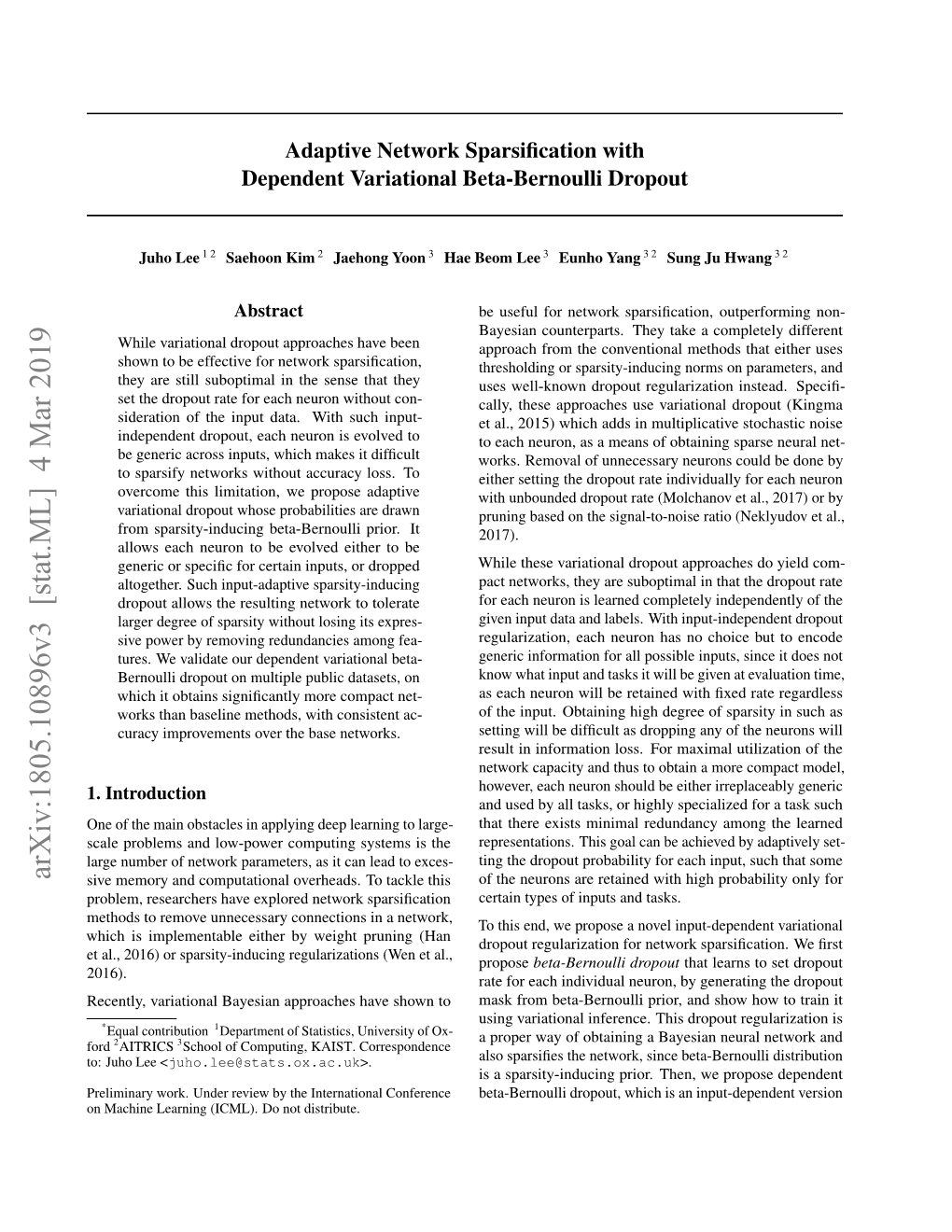 Adaptive Network Sparsification with Dependent Variational Beta