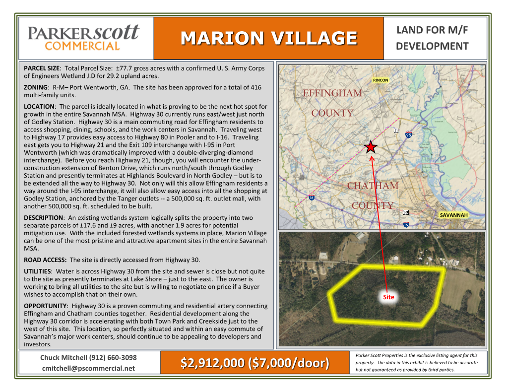 Marion Village Mf Site Brochure