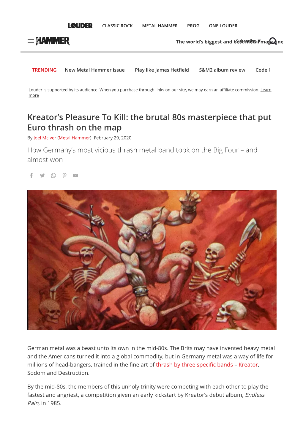 Kreator's Pleasure to Kill: the Brutal 80S Masterpiece