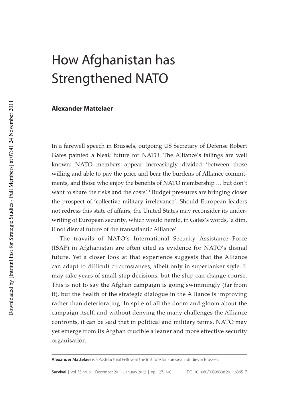 How Afghanistan Has Strengthened NATO