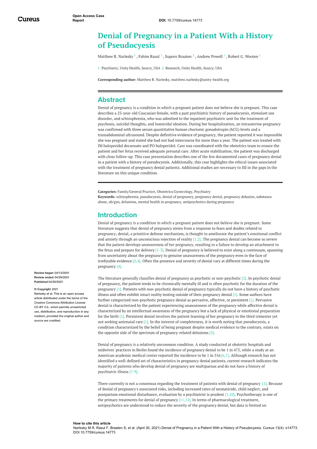 Denial of Pregnancy in a Patient with a History of Pseudocyesis