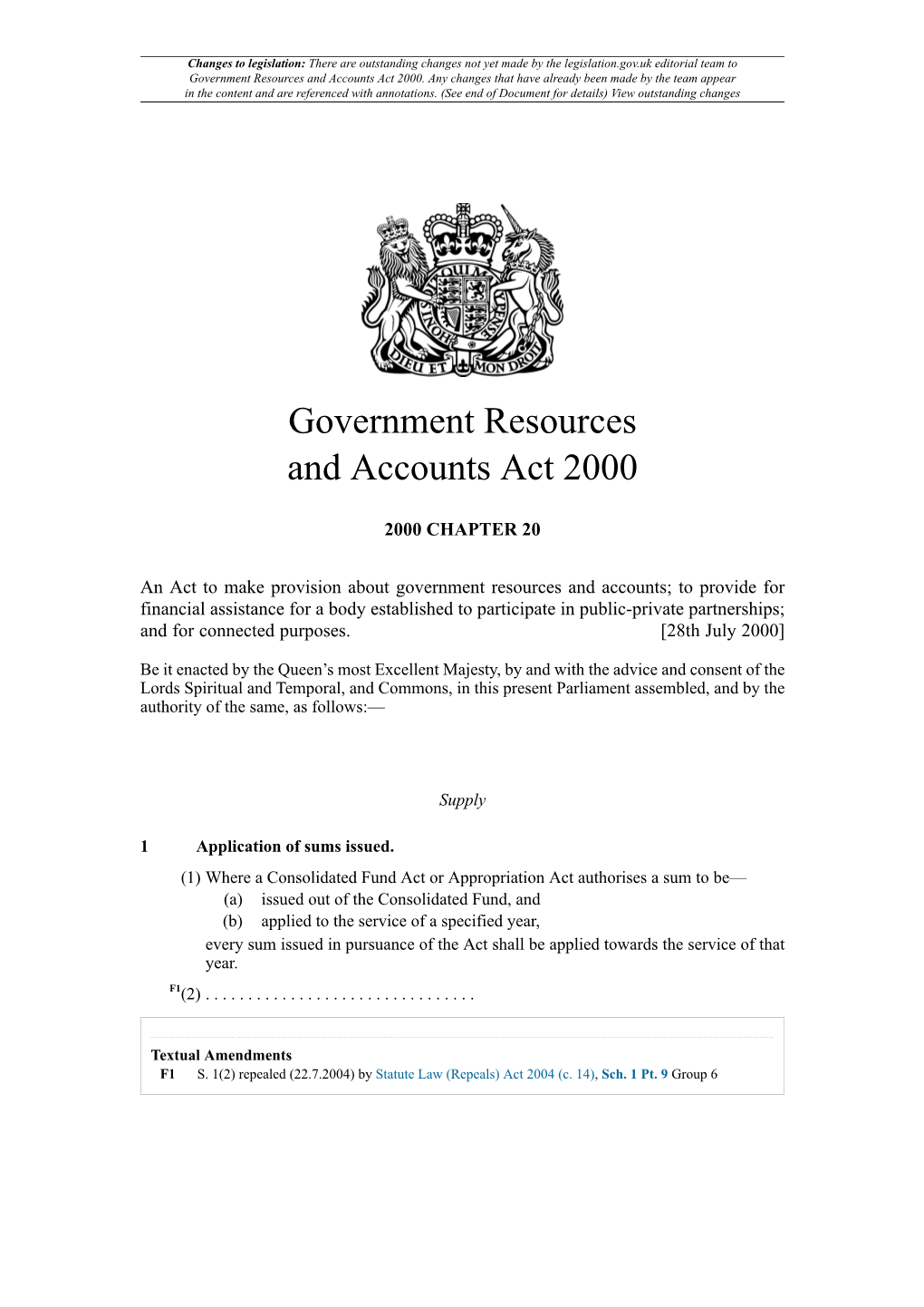 Government Resources and Accounts Act 2000