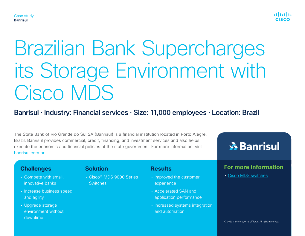 Banrisul Supercharges Its Storage Environment with Cisco
