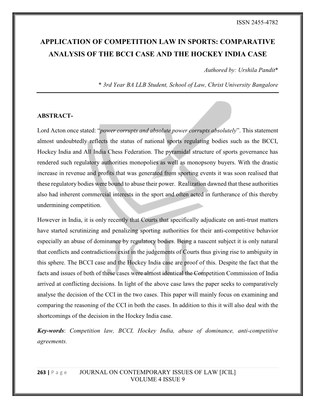 Comparative Analysis of the Bcci Case and the Hockey India Case