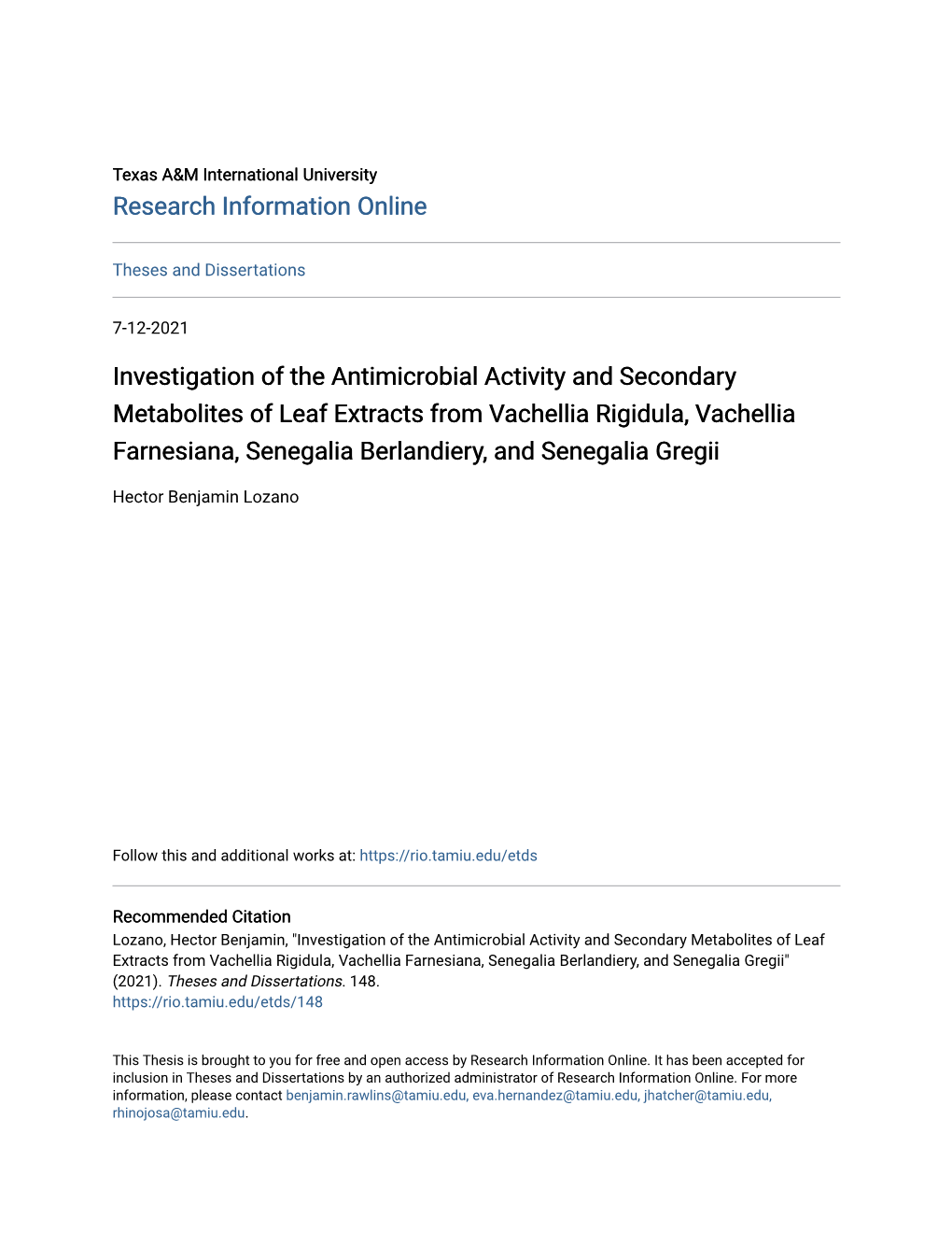 Investigation of the Antimicrobial Activity and Secondary Metabolites