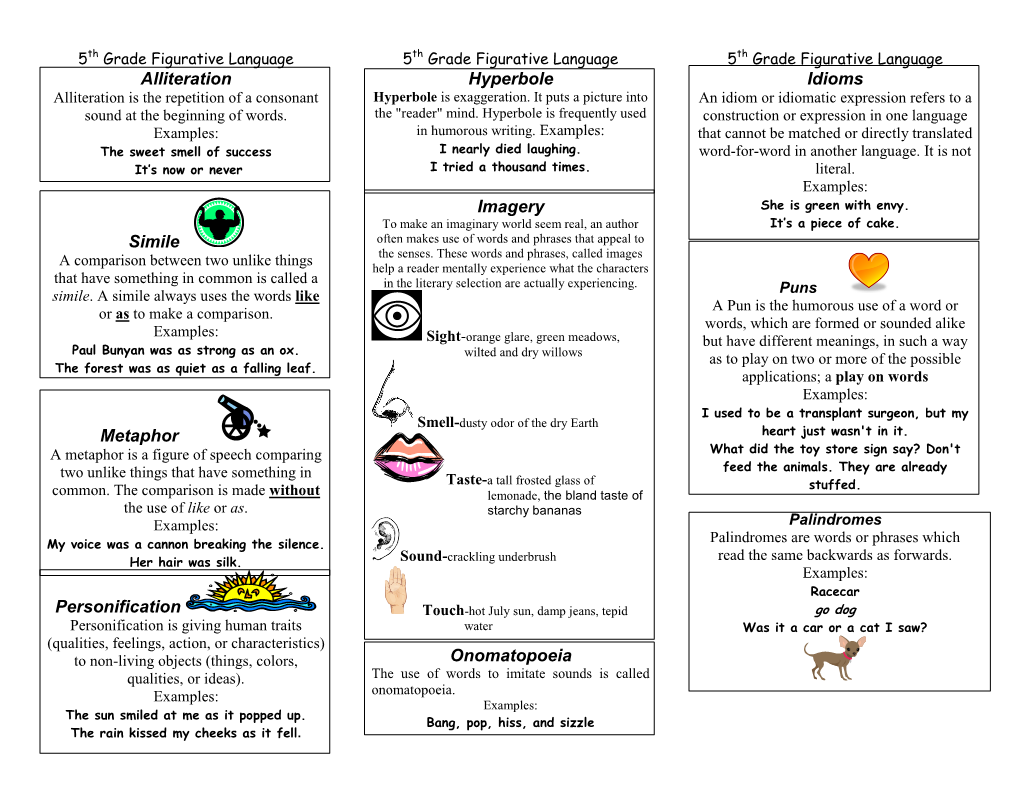 5Th Grade Figurative Language