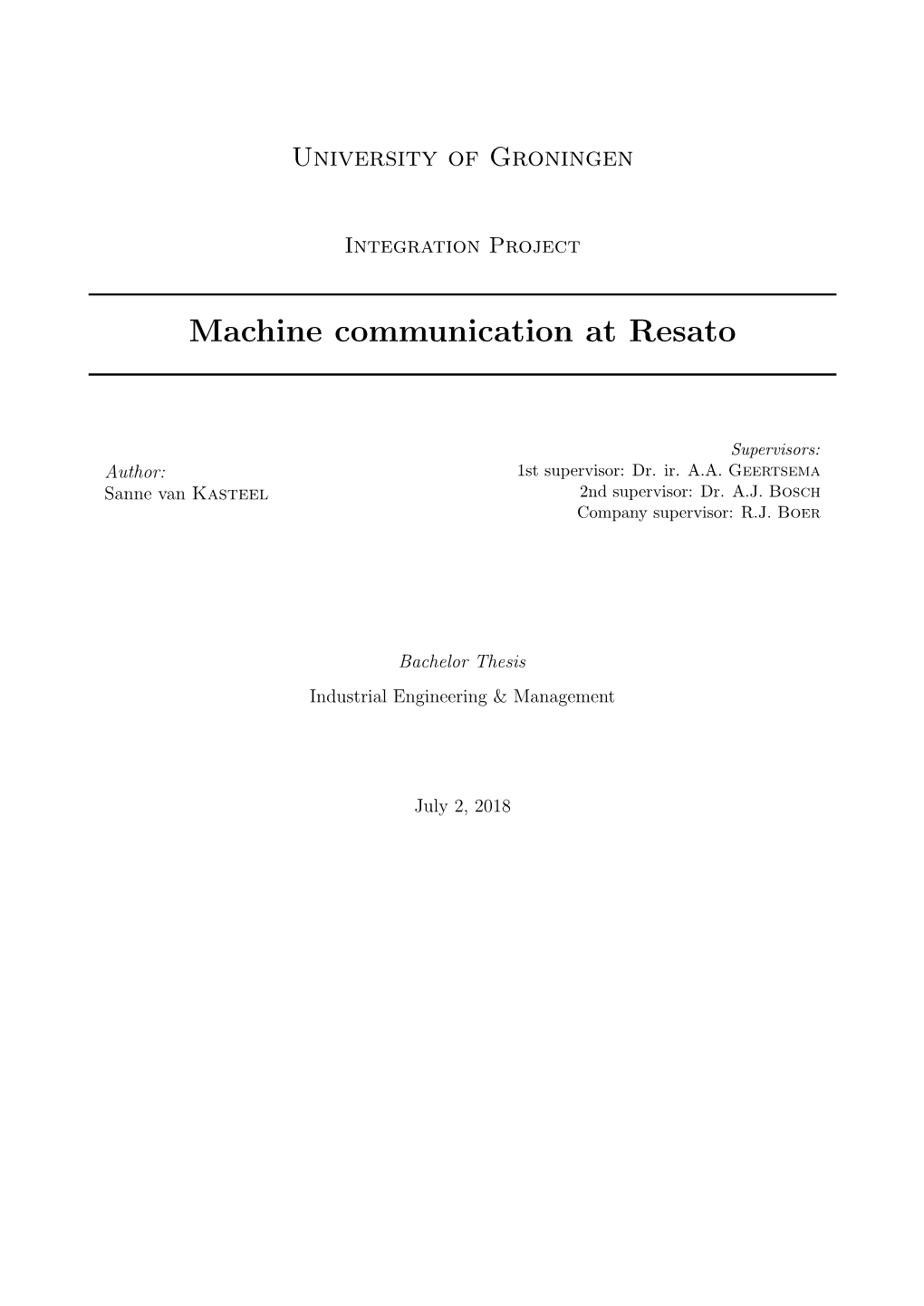 Machine Communication at Resato