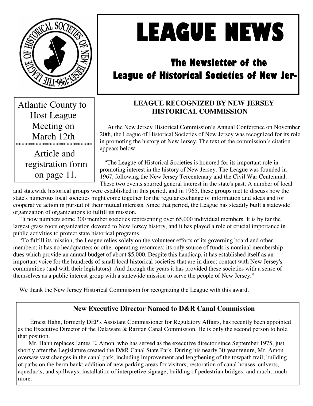 2005, January League Newsletter