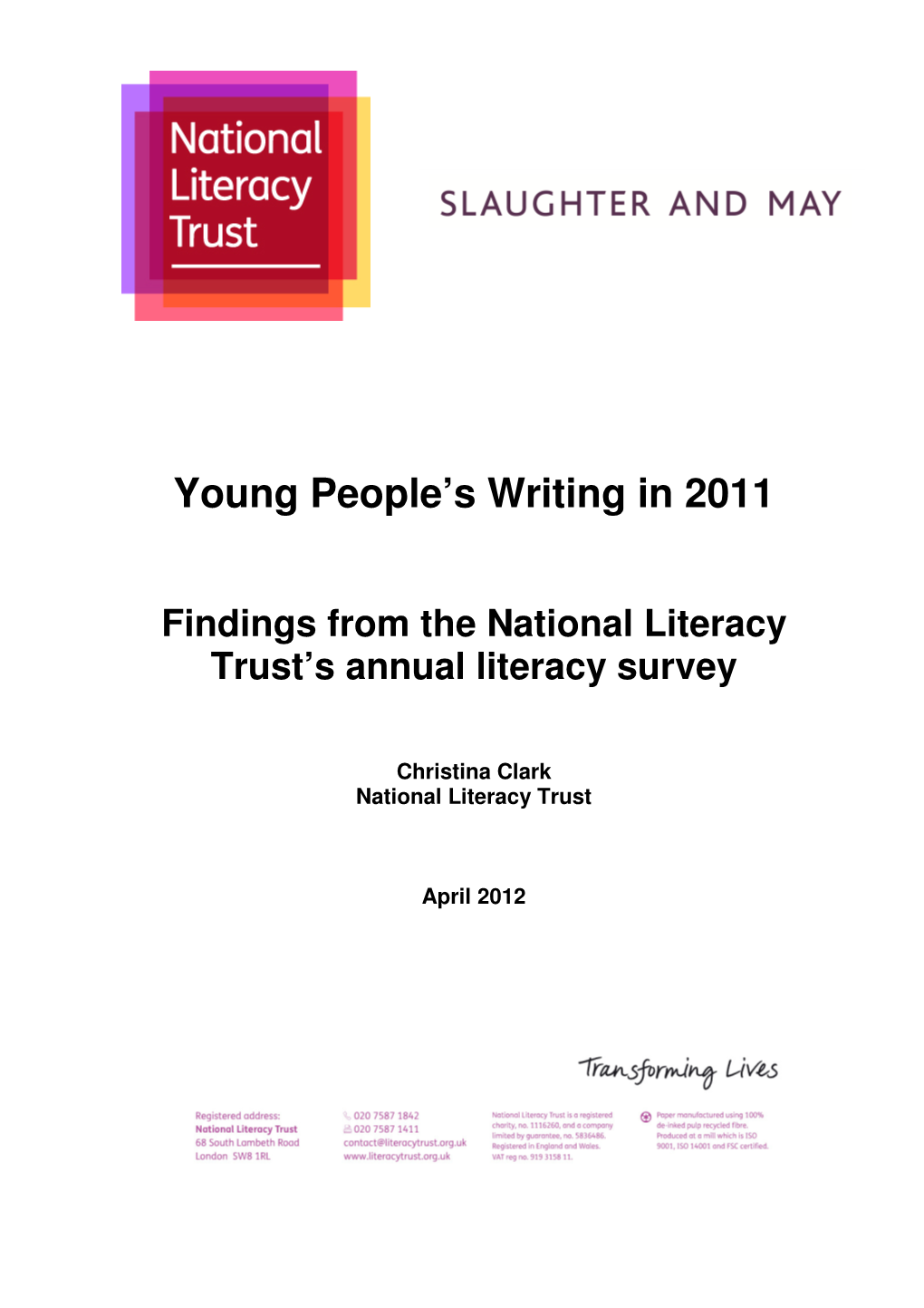 Young People's Writing in 2011