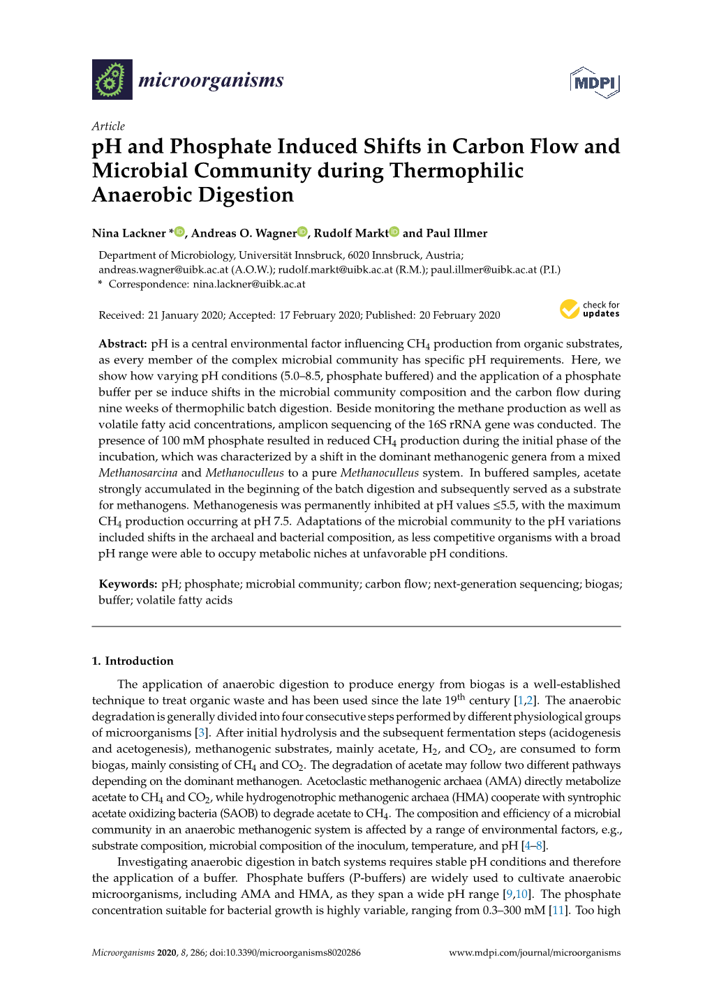 Ph and Phosphate Induced Shifts in Carbon Flow and Microbial Community During Thermophilic Anaerobic Digestion