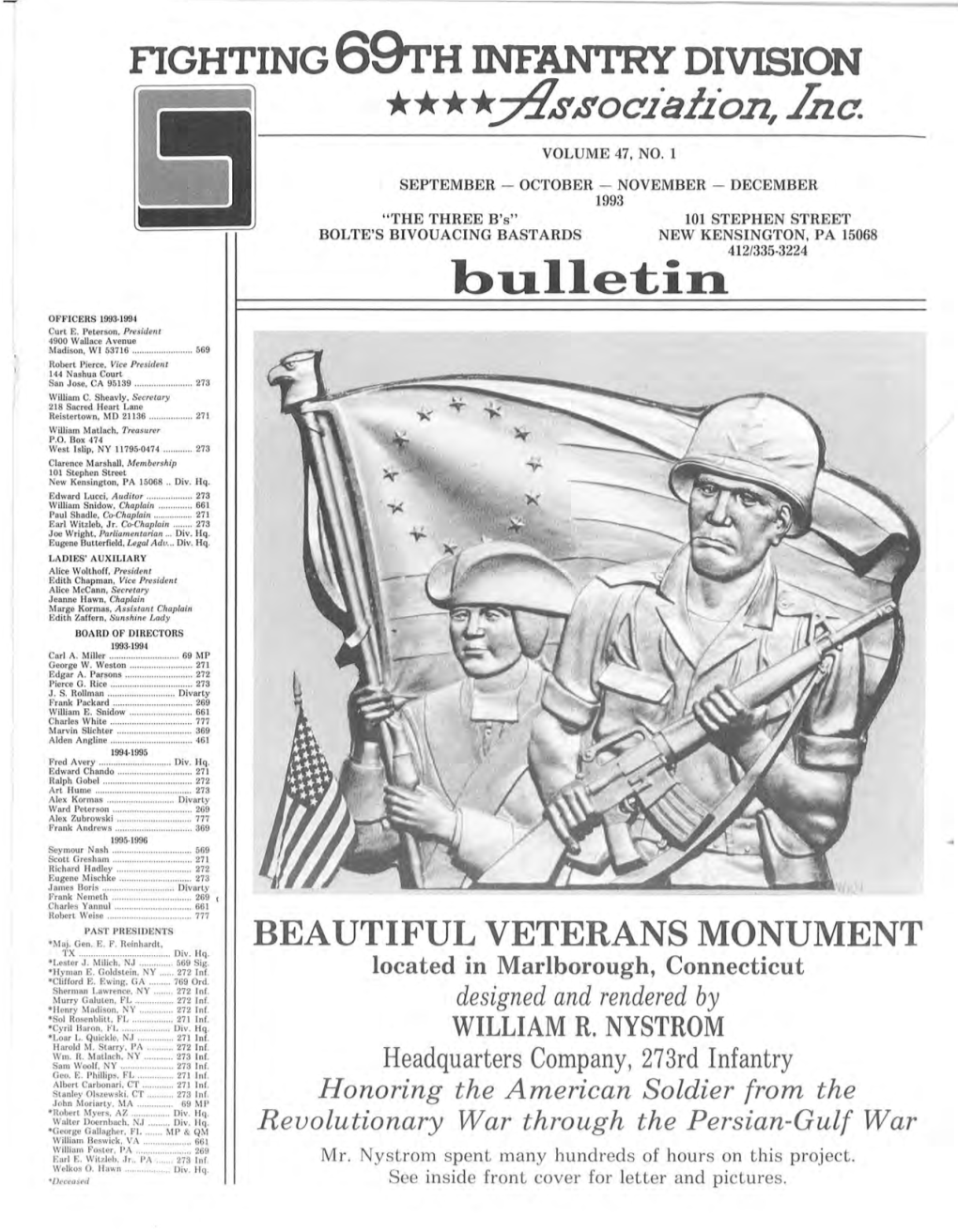 The Fighting 69Th Infantry Division Association, Inc. Vol. 47 No. 1 Sep-Dec-1993