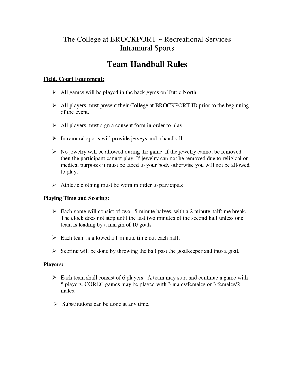 Team Handball Rules