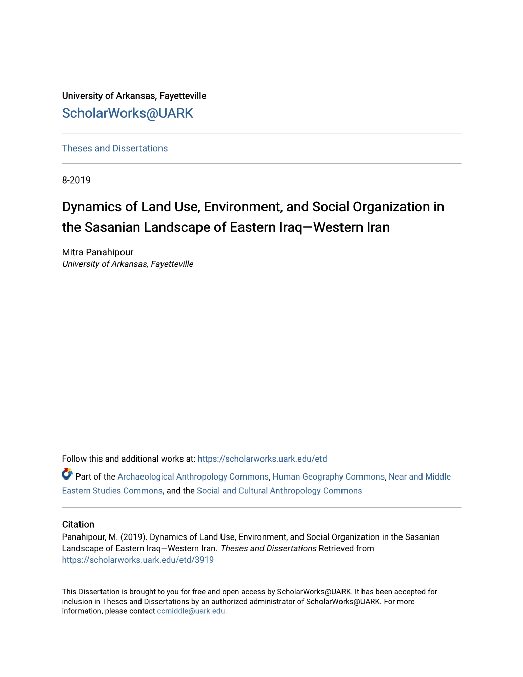 Dynamics of Land Use, Environment, and Social Organization in the Sasanian Landscape of Eastern Iraq—Western Iran