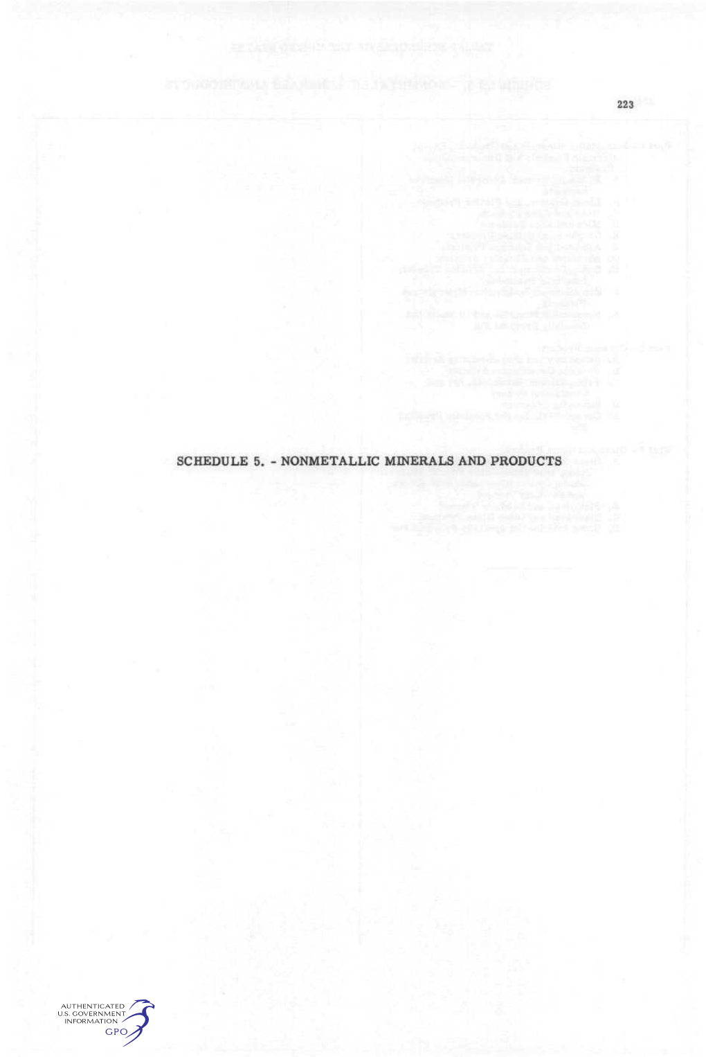 NONMETALLIC MINERALS A^Fd PRODUCTS TARIFF SCHEDULES of the UNITED STATES