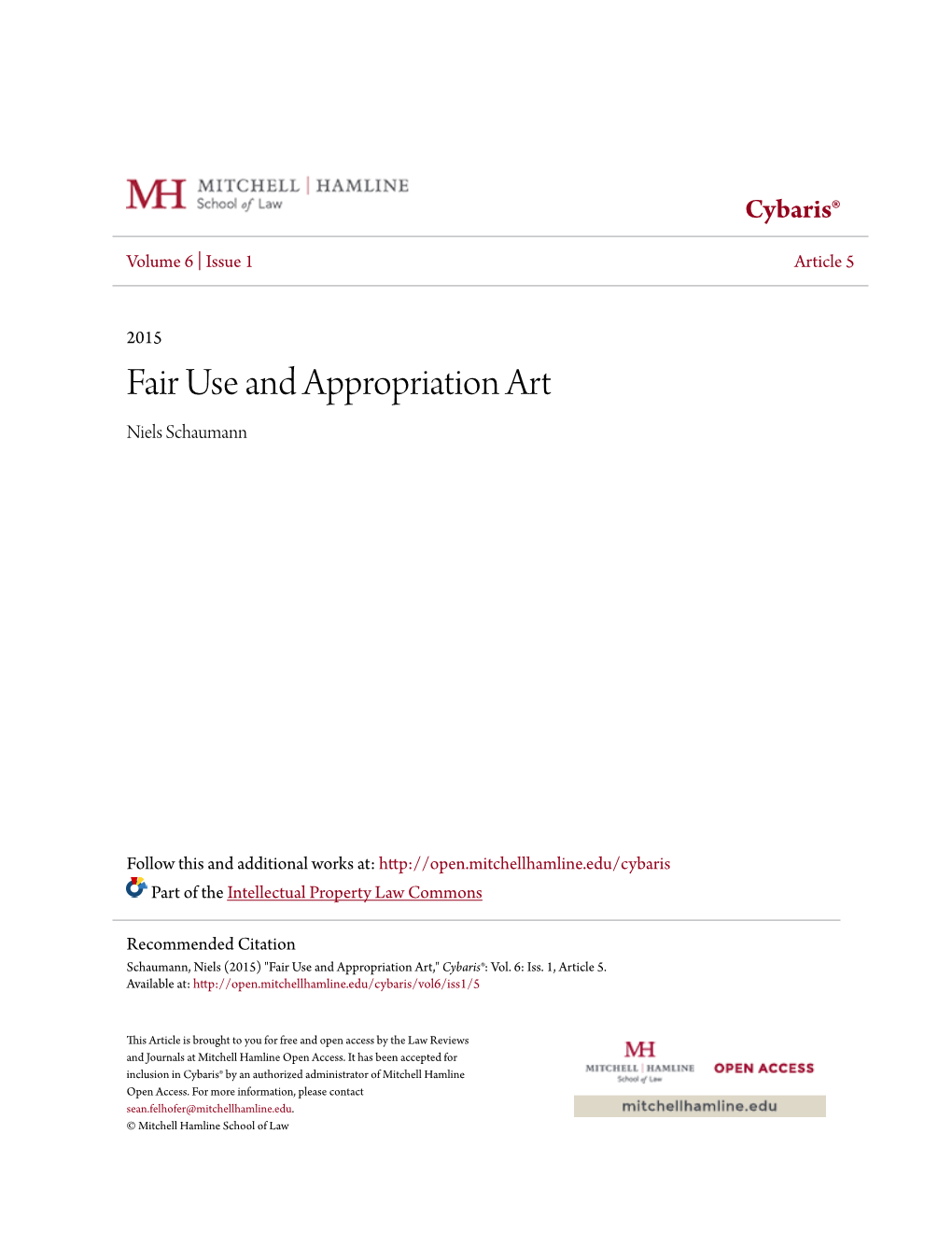 Fair Use and Appropriation Art Niels Schaumann