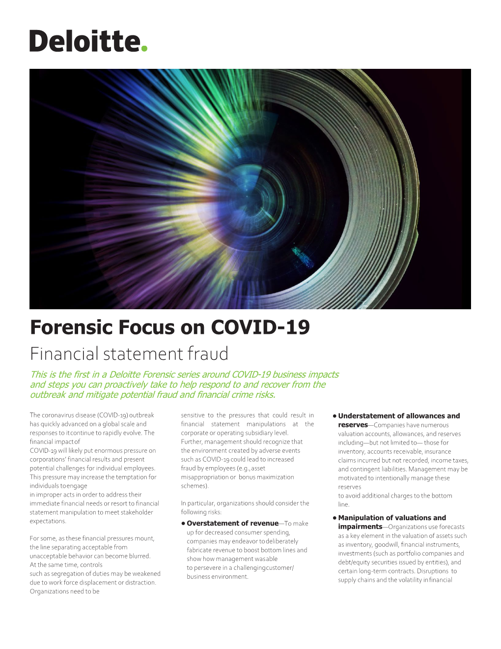 Forensic Focus on COVID-19 Financial Statement Fraud