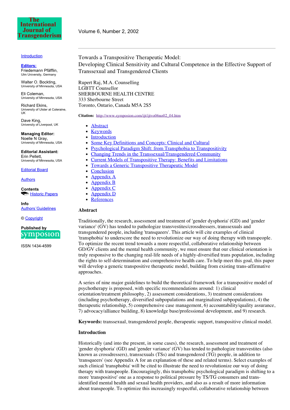 Towards a Transpositive Therapeutic Model: Developing Clinical Sensitivity and Cultural Competence in the Effective Support of T